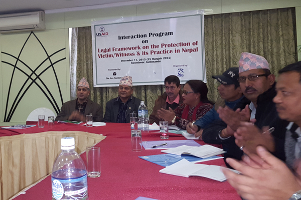 नेपालमा साक्षी संरक्षण सम्बन्धी कानुनी व्यवस्था बिषयक अन्तरक्रिया कार्यक्रम समपन्न