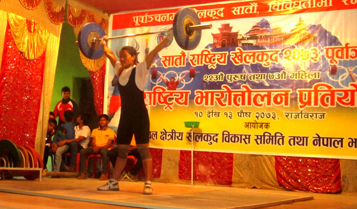 राष्ट्रिय भारोत्तोलन प्रतियोगिताको दोस्रो दिन दुई किर्तिमान(फोटो फिचर)