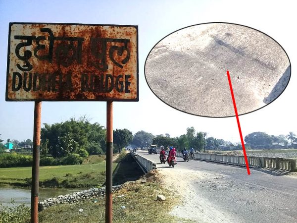 जगमोहनको दुधैला पुल भासिदा दुर्घटनाको खतरा, सम्बन्धित निकाय बेखबर