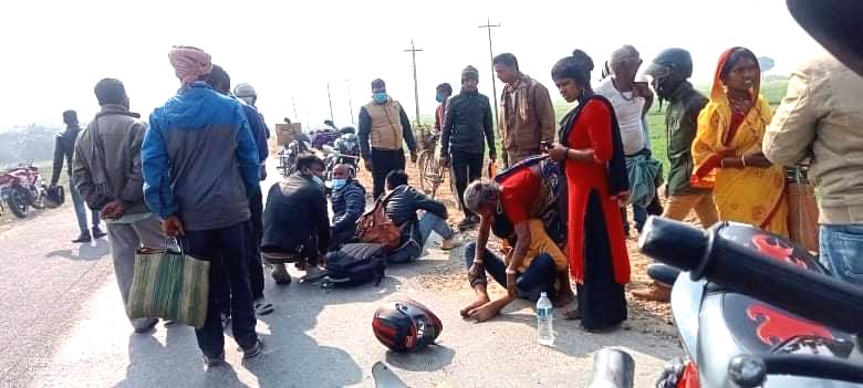 जगमोहनमा पिकअपले मोटरसाइकललाई ठक्कर दिदा २ जना घाइते