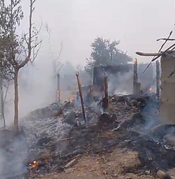 रुपनीमा आगलागी :  तीन परिवारको ५ घर जलेर नष्ट, एक बालिका घाइते