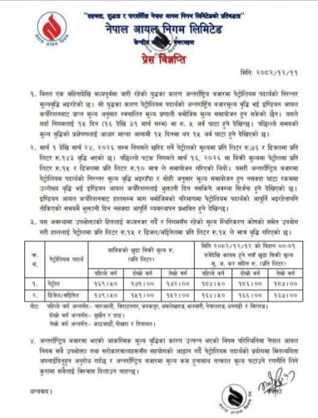 देशमा नयाँ सरकार गठनको चर्चा भइरहँदा पेट्रोलियम पदार्थको मुल्य वृद्धिको चपेटा