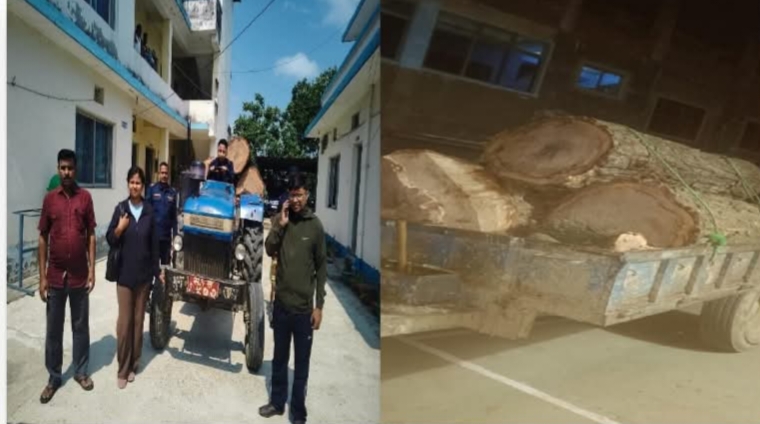 सालको काठसहित ट्याक्टर प्रहरी नियन्त्रणमा